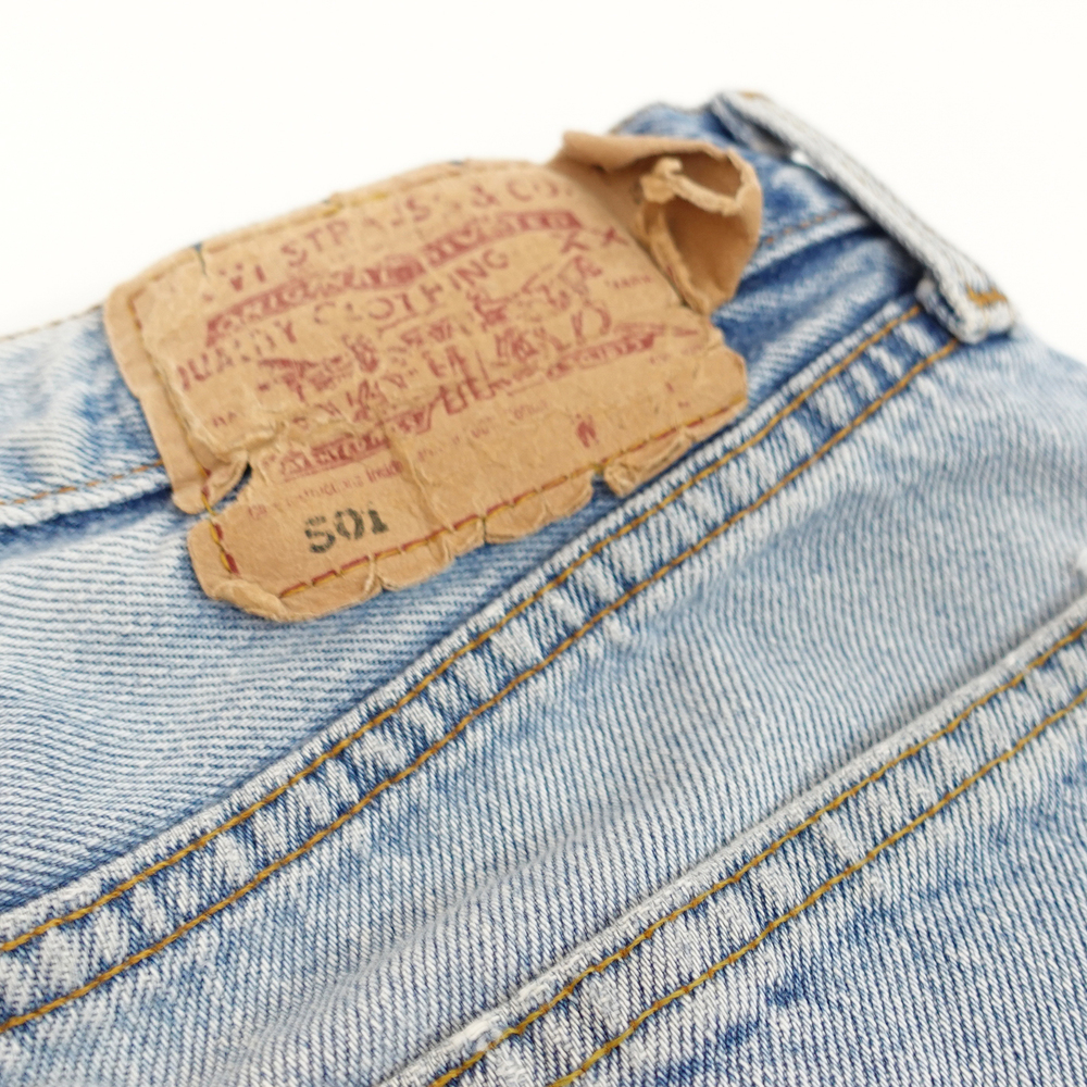 Vintage Levi's High Rise Light Wash Denim Cutoff Mini Skirt - 28 - Picture 2 of 9